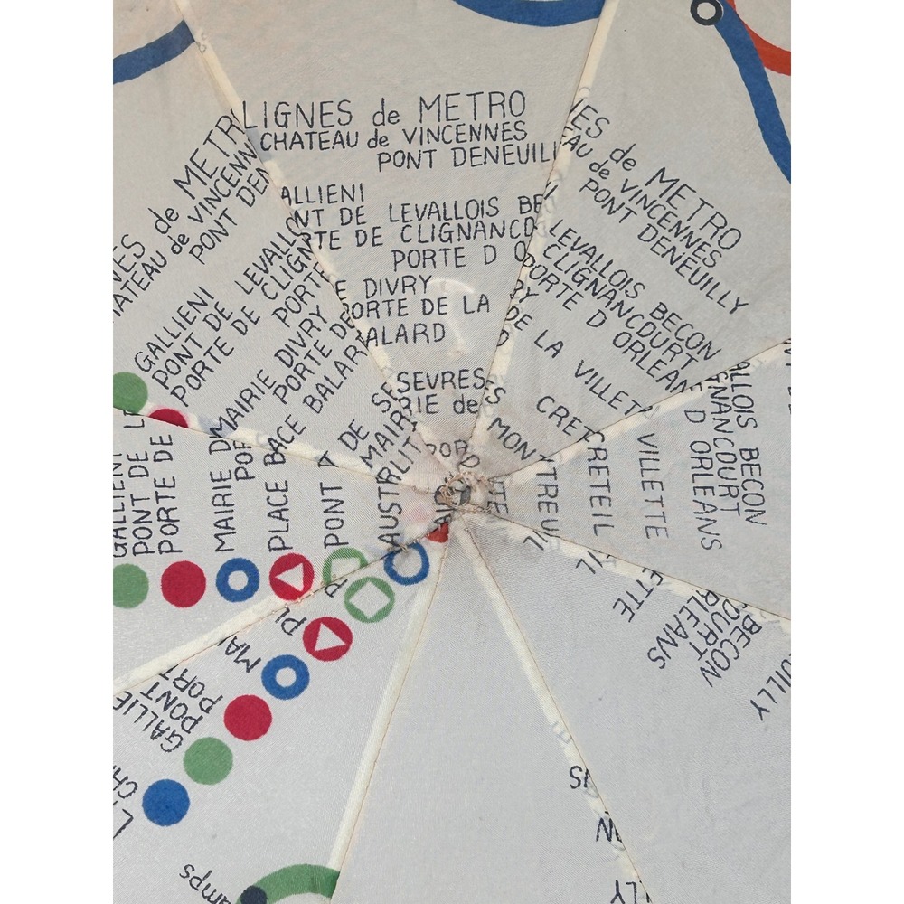 Vintage Metropolitain de Paris Metro Map Umbrella Paris Subway Print Cream - Picture 4 of 12